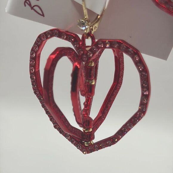 Betsey Johnson Pink Heart Earrings - Picture 5 of 7